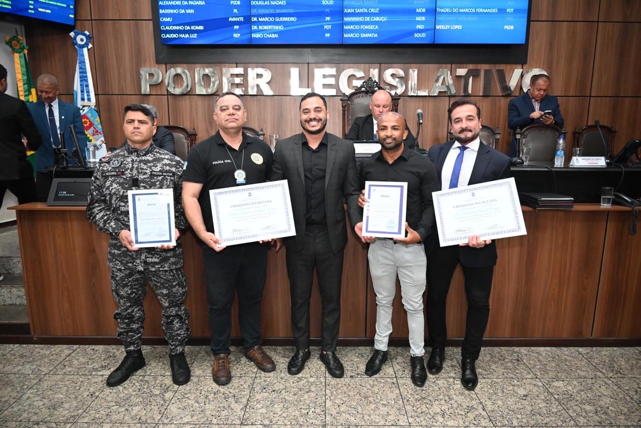 Profissionais da segurança e o vereador Wesley Lopes