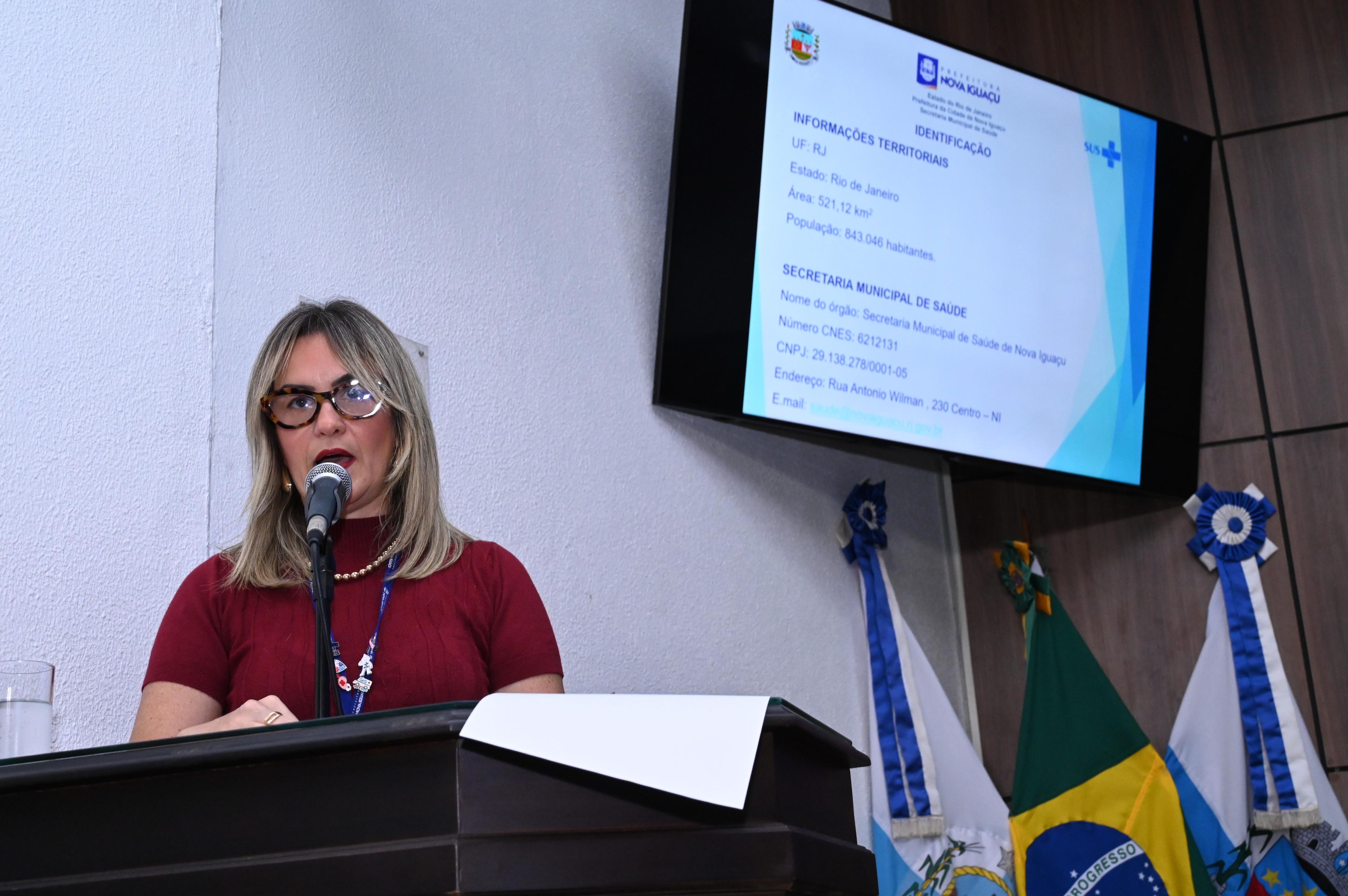 Subsecretária Eliane faz a apresentação do relatório